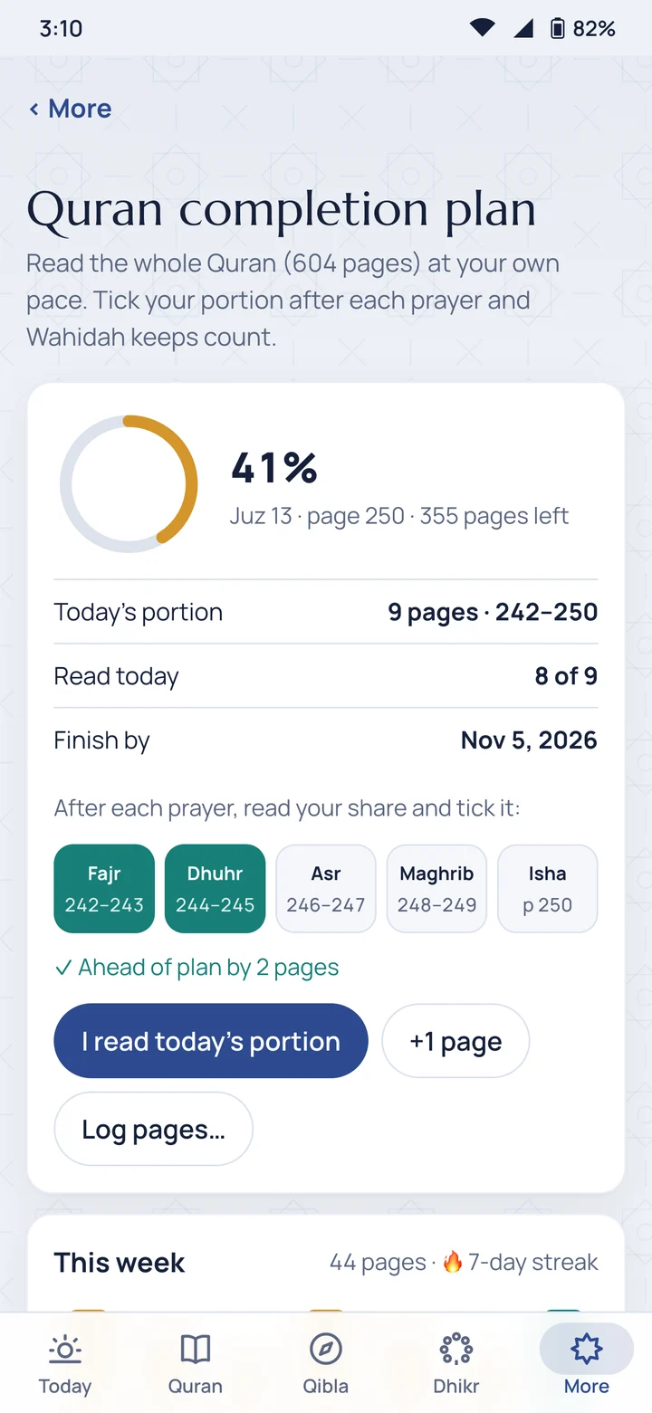 Quran completion plan